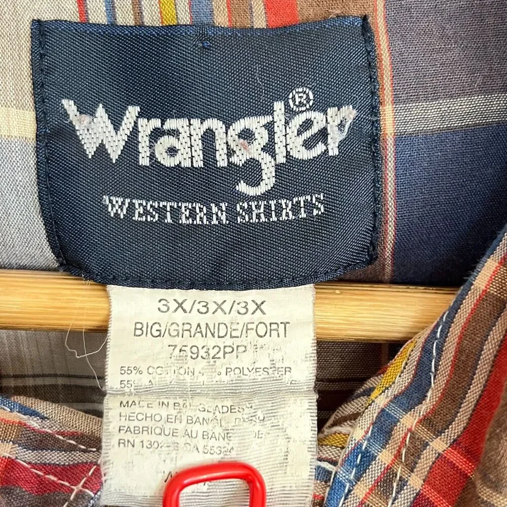 Vintage Wrangler Pearl Snap Plaid Western Shirt